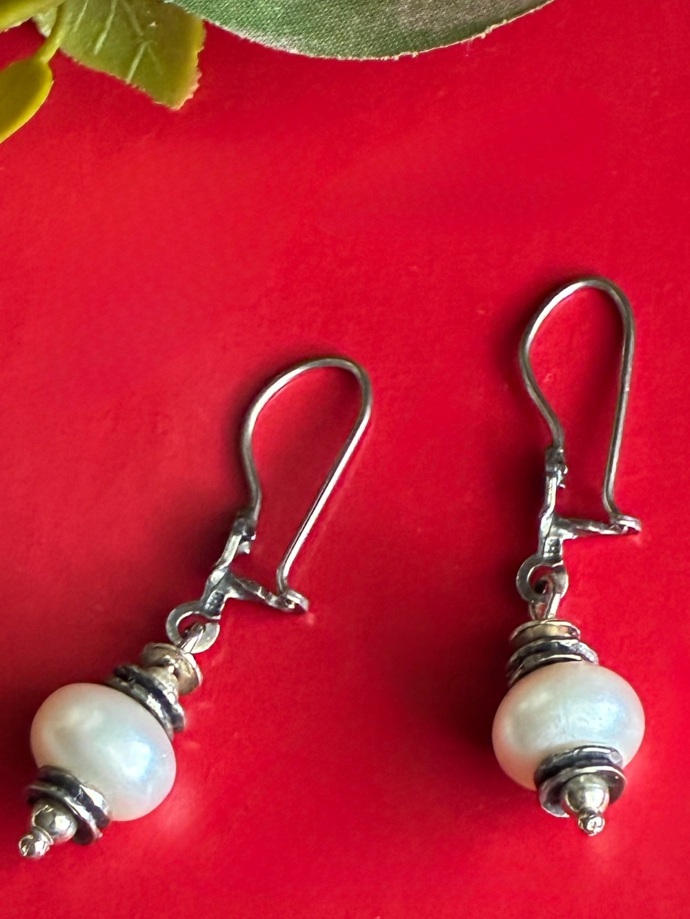 925 Silver Earrings,Classic White Pearl Drop Earrings - Silver Accent